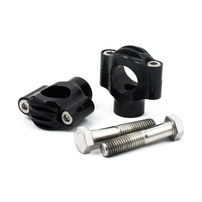 Rough Crafts Finned Risers For 1" Handlebars, Black Risers Rough Crafts