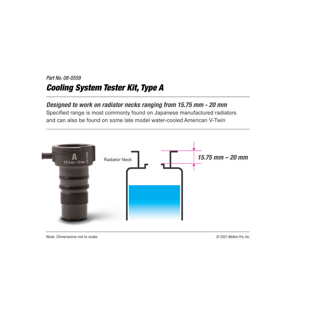 Motion Pro, cooling system test tool. Type A Tools Diagnostic Motion Pro