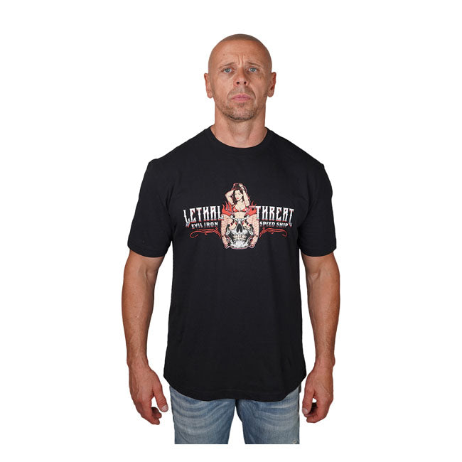 Lethal Threat Evil Iron Speed Shop T Shirt Black T-Shirt Lethal Threat