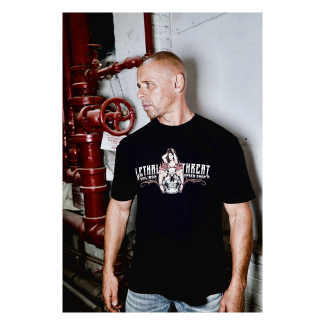 Lethal Threat Evil Iron Speed Shop T Shirt Black T-Shirt Lethal Threat