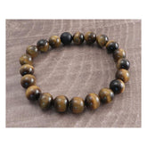Amigaz Tiger Eye Stone Stretch Bracelet Brown Biker Jewelry Amigaz