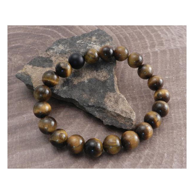 Amigaz Tiger Eye Stone Stretch Bracelet Brown Biker Jewelry Amigaz