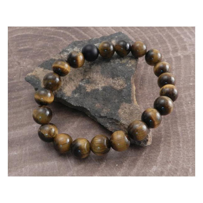 Amigaz Tiger Eye Stone Stretch Bracelet Brown Biker Jewelry Amigaz