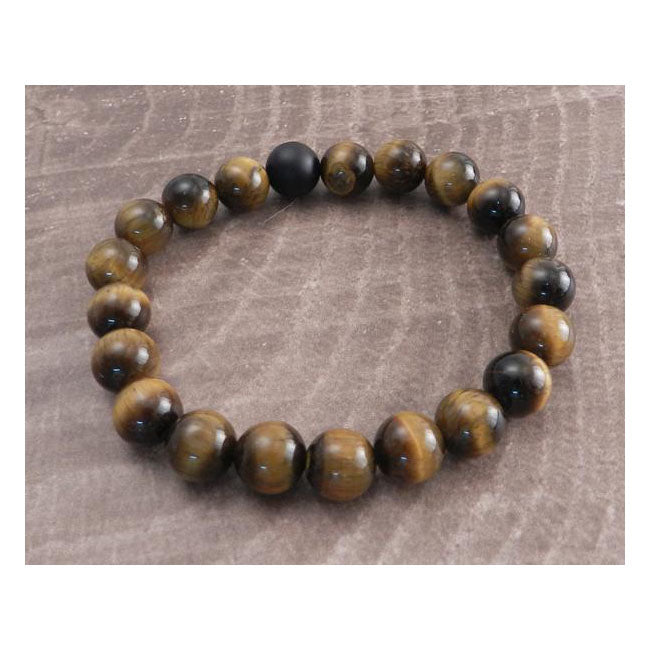 Amigaz Tiger Eye Stone Stretch Bracelet Brown Biker Jewelry Amigaz