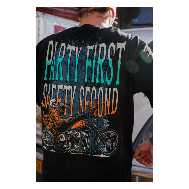Down N Out Safety Second T Shirt Black T-Shirt Down N Out