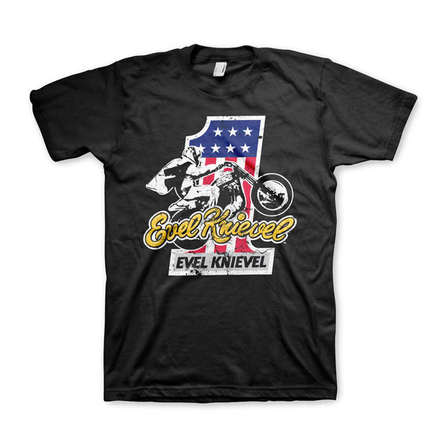 Evel Knievel No. 1 T-shirt, Black T-Shirt Evel Knievel S