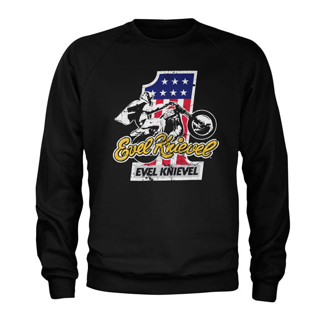 Evel Knievel No. 1 Sweatshirt, Black Sweatshirt Evel Knievel