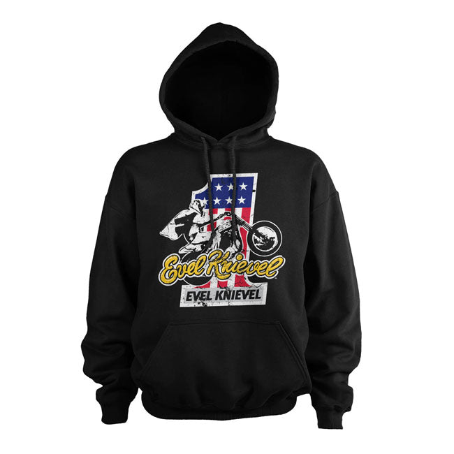 Evel Knievel No. 1 Hoodie, Black Hoodie Evel Knievel