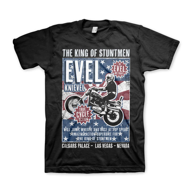 Evel Knievel Poster T-shirt, Black T-Shirt Evel Knievel S
