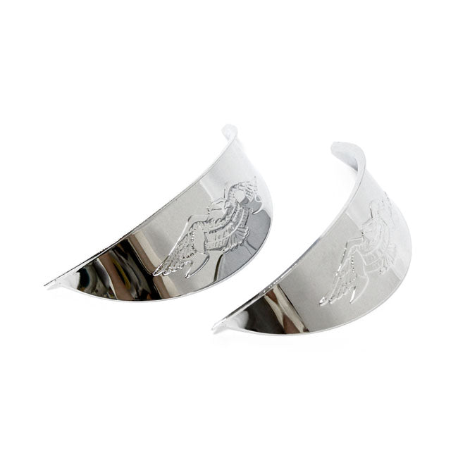 Embossed Eagle Headlamp/Spotlamp Visor. 4 1/2". Chrome Visors Mcs