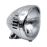 5 3/4" Ribbed Bullet Headlamp With Visor. Chrome Headlamps Mcs
