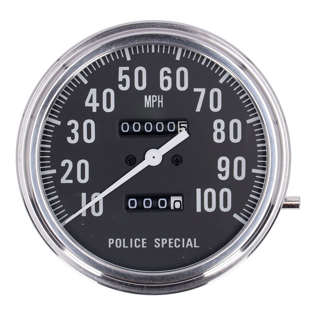 Fl Speedometer, ''Police Face'', Black. 1:1 Mph Speedometers Mcs