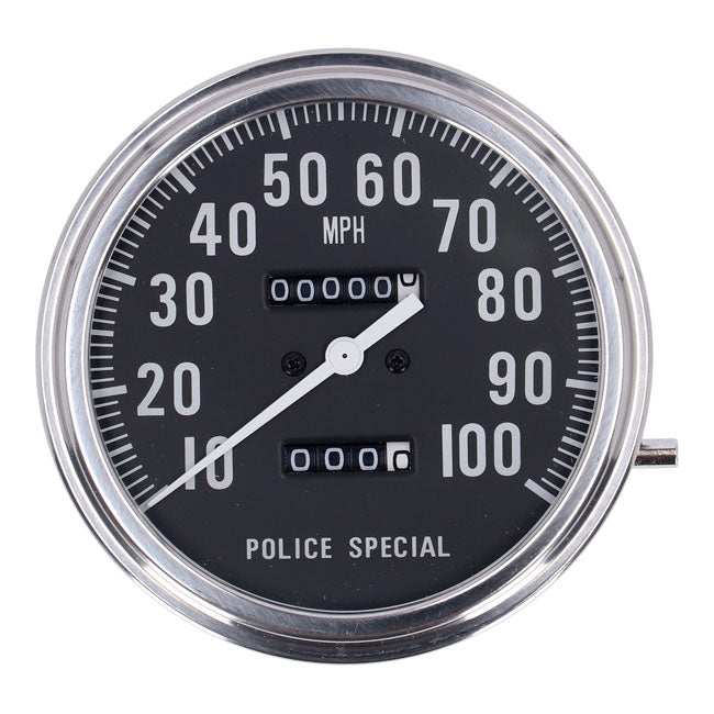 Fl Speedometer, ''Police Face'', Black. 2:1 Mph Speedometers Mcs
