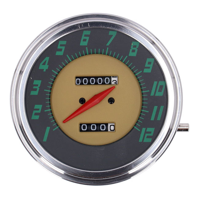 Fl Speedometer, ''48 61 Face'', Green. 2:1 Mph Speedometers Mcs