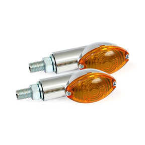 Cateye Mini Turn Signals 20mm Stem, Chrome With Amber Lens Turn Signals Mcs
