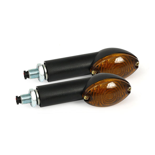 Cateye Mini Turn Signals 40mm Stem, Black With Dark Lens Turn Signals Mcs