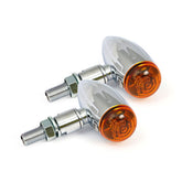 Micro Bullet, 12v Halogen Turn Signals. Chrome, Grooved Turn Signals Mcs