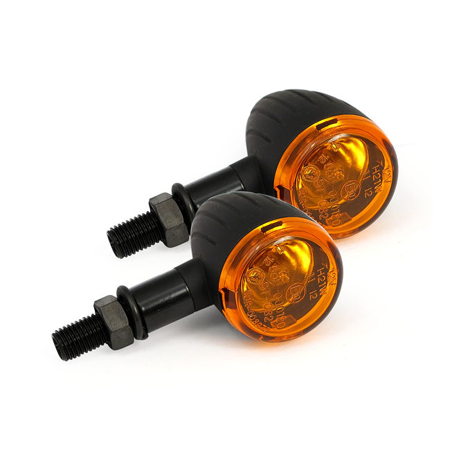 Mini Bullet, Halogen Turn Signals. Black, Grooved Turn Signals Mcs