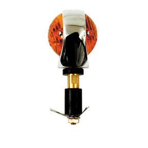 Full Size Bulls Eye, In Bar Turn Signals. Chrome. Amber Lens Turn Signals Mcs