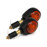Full Size Bulls Eye, In Bar Turn Signals. Black. Amber Lens Turn Signals Mcs