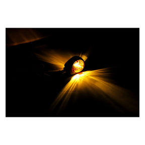 Full Size Bulls Eye, In Bar Turn Signals. Black. Amber Lens Turn Signals Mcs