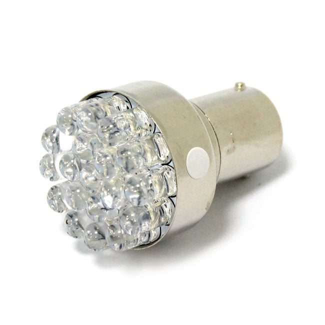 Turn signal LED bulb, BAY15S socket. White light emitting Bulbs Mcs