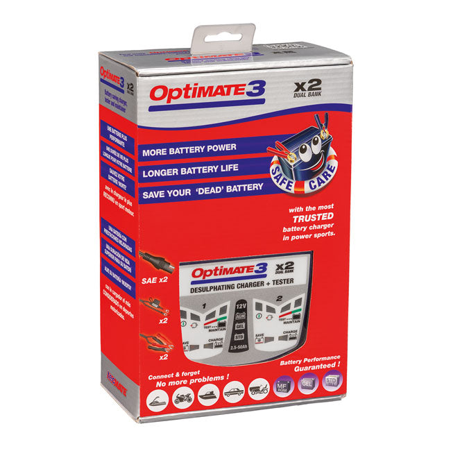 Tecmate Opti Mate 3 X 2 12 V Battery Charger Battery Chargers Optimate
