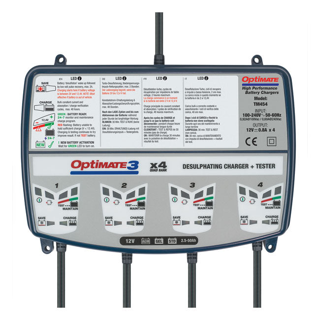 Tecmate Opti Mate, 3 X 4 Bank 12 V Battery Charger Battery Chargers Optimate