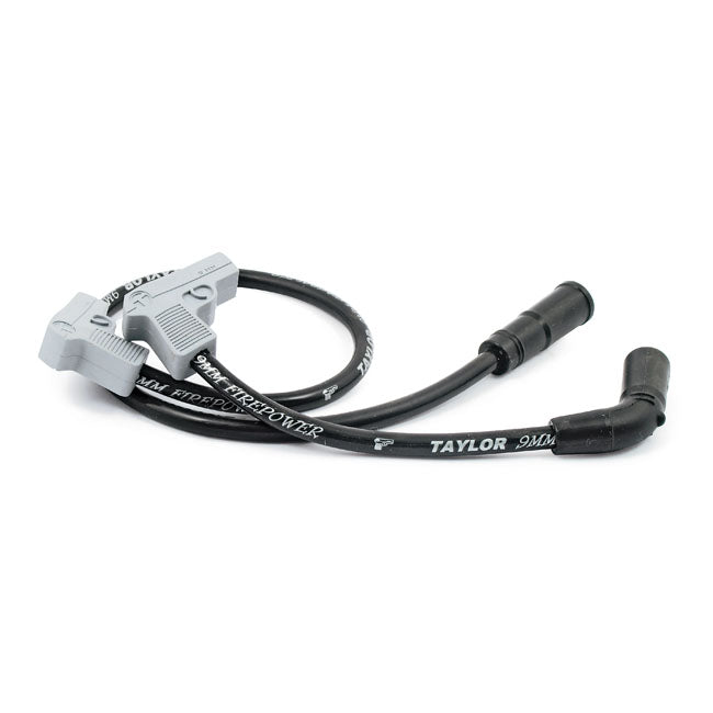 Taylor, 9mm Fire Power Spark Plug Wire Set. Black/Silver Spark Plug Wires Taylor