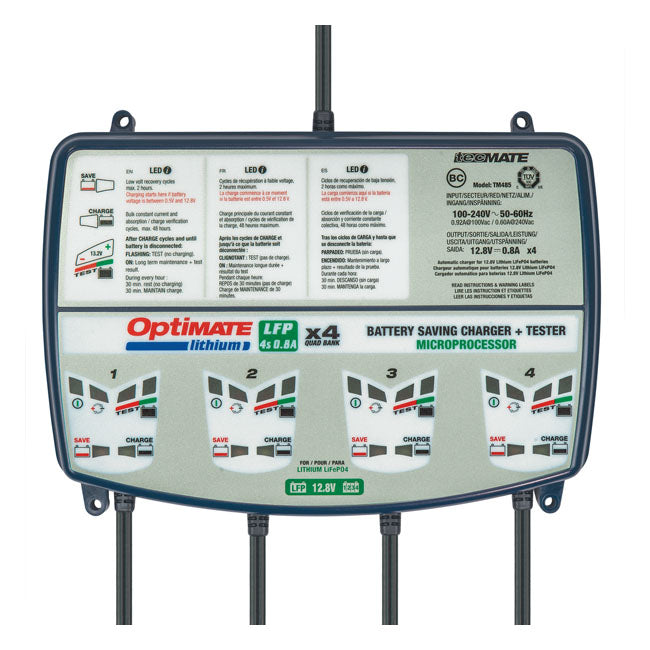 Tecmate Opti Mate, Lithium 4s 0.8 A 4 Bank Battery Chargers Optimate