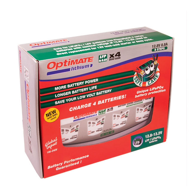 Tecmate Opti Mate, Lithium 4s 0.8 A 4 Bank Battery Chargers Optimate
