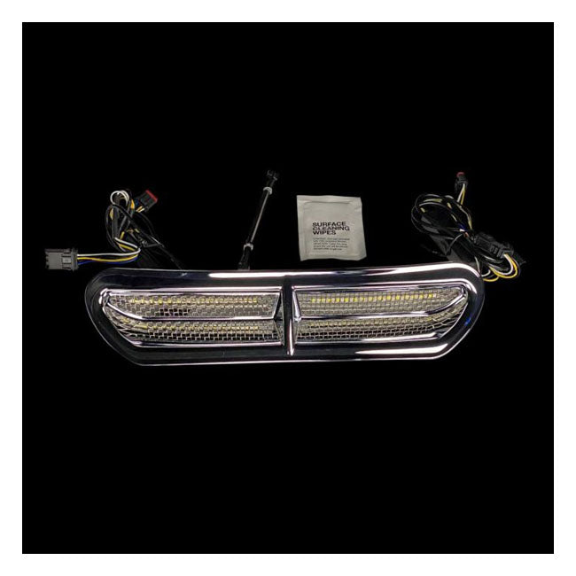Custom Dynamics LED Batwing Fairing Vent Insert Turn Signal, Chrome - 14-24 Touring Fairing Accents Custom Dynamics