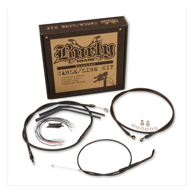 Burly, Extended cable/Line kit for 12" apehangers. Black Cable Kit Burly Brand