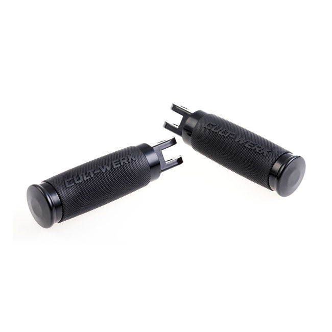 Cult-Werk, ''Racing'' rider foot peg set. Gloss black Footpegs Cult Werk