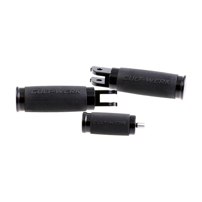 Cult-Werk, ''Racing'' rider foot & shift peg set. Gloss black Footpegs Cult Werk