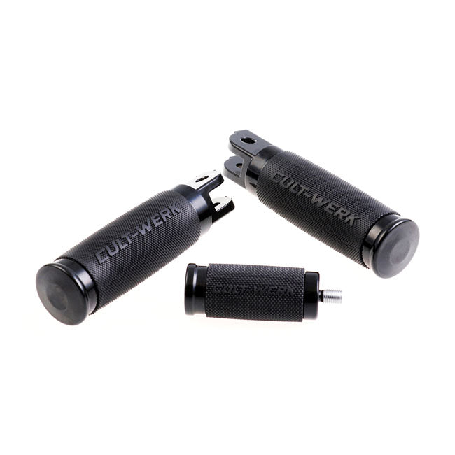 Cult-Werk, ''Racing'' rider foot & shift peg set. Gloss black Footpegs Cult Werk