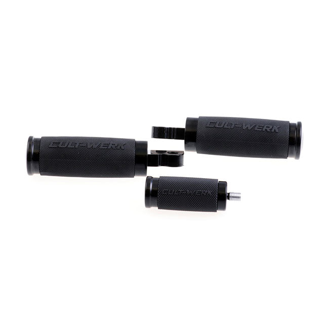 Cult-Werk, ''Racing'' rider foot & shift peg set. Gloss black Footpegs Cult Werk