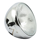 British Style 7" H4 Headlamp. Side Mount. Chrome Headlamps Mcs