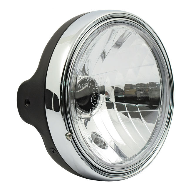 Ltd Style 7" H4 Headlamp. Side Mount. Clear Lens. Black Headlamps Mcs