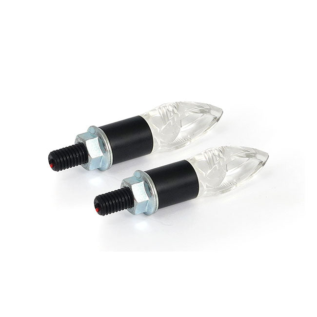 Crystal, Led Turn Signal Set. Black Stem Turn Signals Mcs