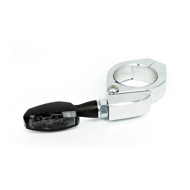 Paco, Turn Signal Fork Mount Kit. 35 37mm. Chrome Turn Signals Mounts Mcs
