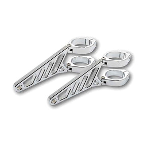 Fingers, Adj. Headlamp Bracket Assembly Long 35 37mm. Chrome Headlamp Brackets Mcs