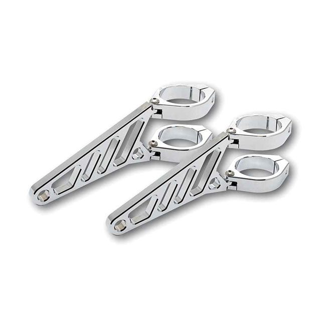 Fingers, Adj. Headlamp Bracket Assembly Long 35 37mm. Chrome Headlamp Brackets Mcs
