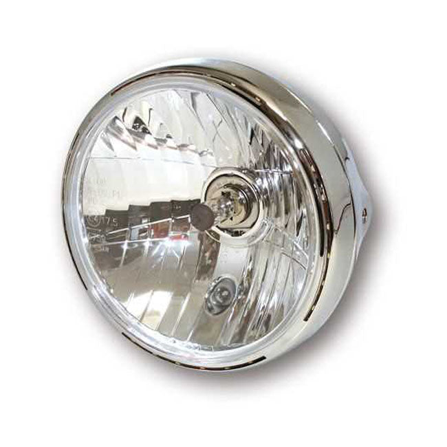 Reno Ii 7" H4 Headlamp. With Halo Ring. Chrome Headlamps Mcs