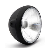 British Style 7" H4 Headlamp. Side Mount. Black Headlamps Mcs
