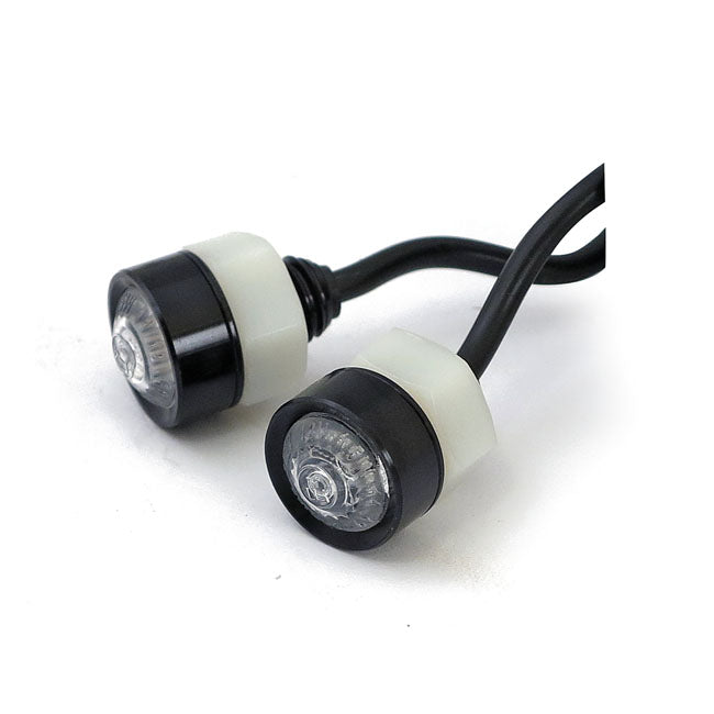 Mono, Led Turn Signals. Clear Lens. Black Turn Signals Mcs