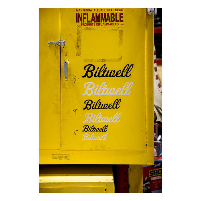 Biltwell Script sticker black 12" Stickers Biltwell