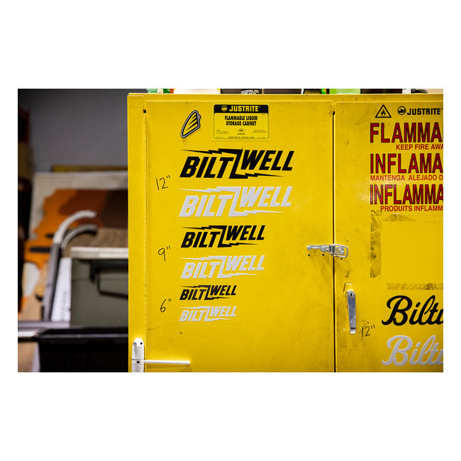 Biltwell Bolt sticker white 9" Stickers Biltwell