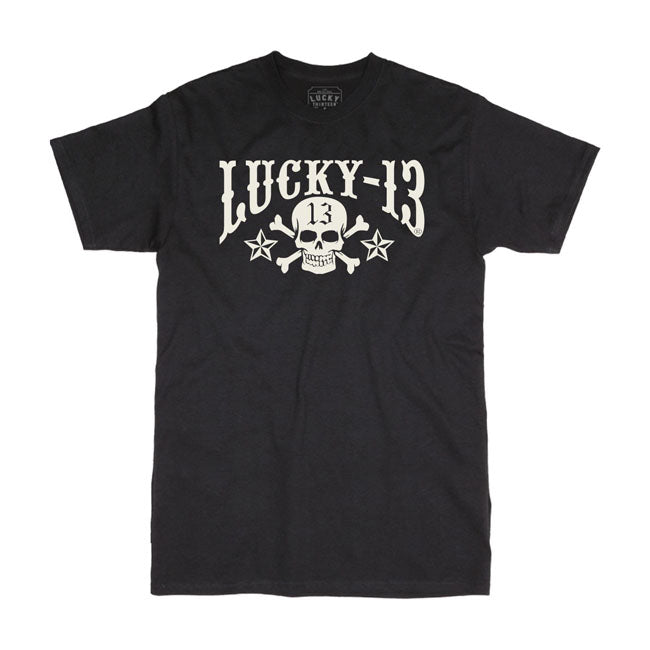 Lucky 13 Skull Stars T Shirt Black T-Shirt Lucky 13