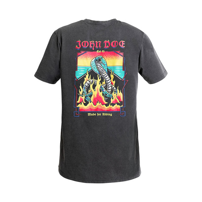 John Doe Snake on Fire T-shirt fade out black T-Shirt John Doe